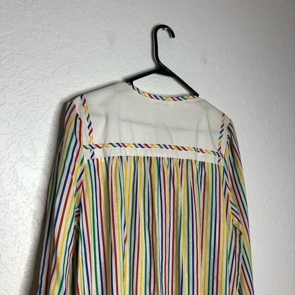 Vintage Models Coat white rainbow striped snap front house coat - Picture 11 of 14